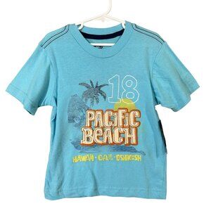 Oshkosh Boys Pacific Beach Graphic Tee Size 4 Blue Cotton Short Sleeve Casual